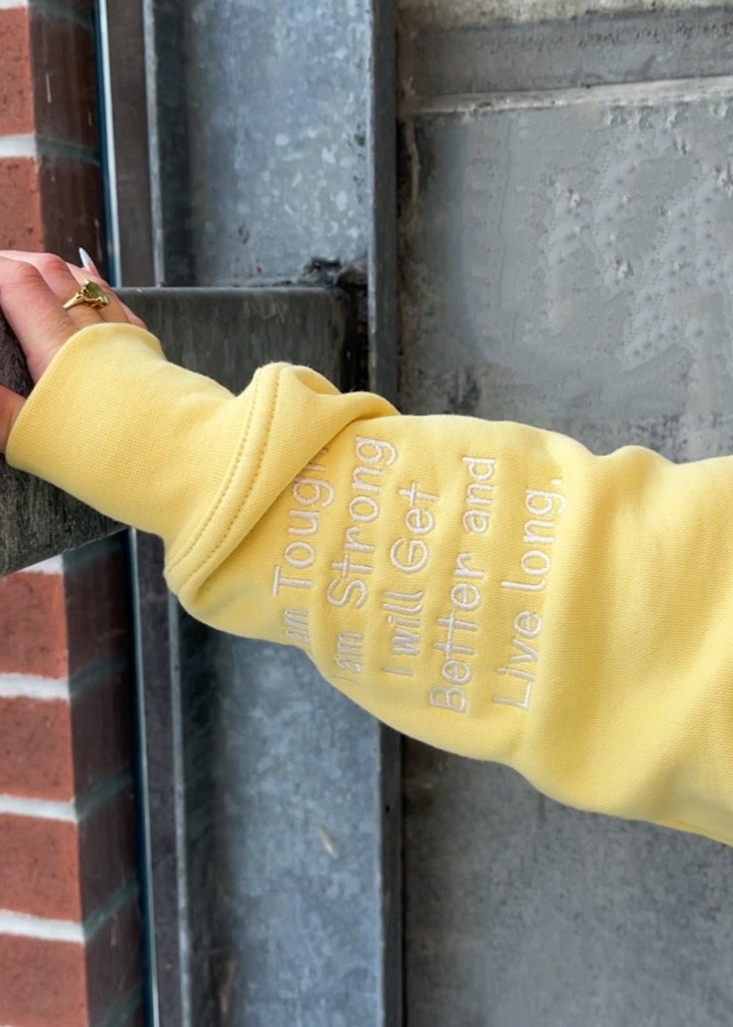 Cozy Motivational Elephant Hoodie-Yellow