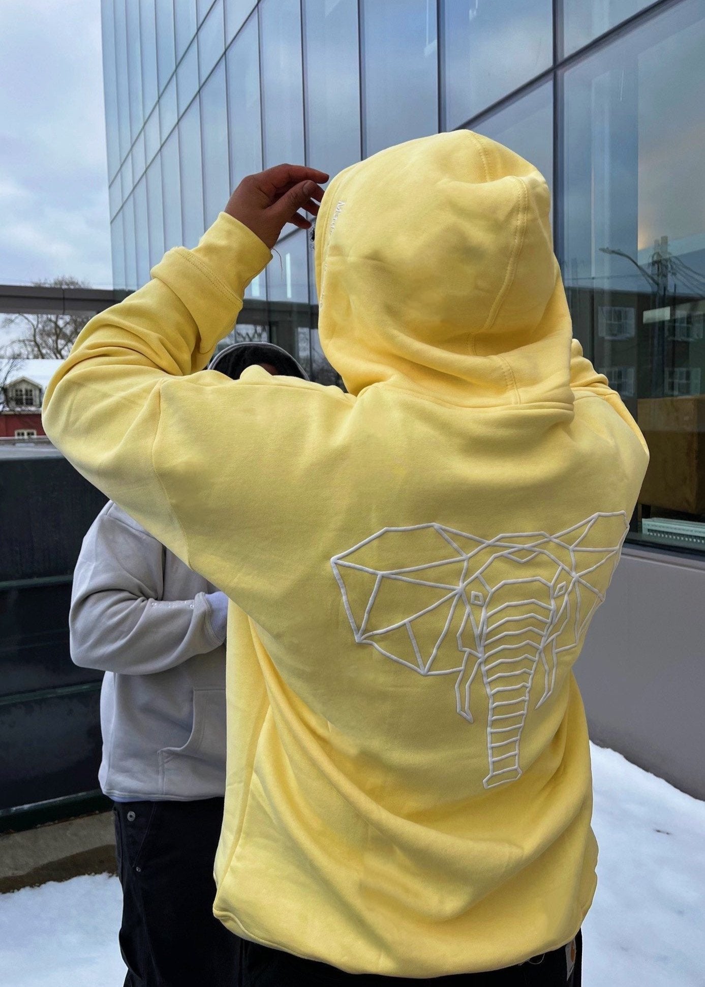 Cozy Motivational Elephant Hoodie-Yellow